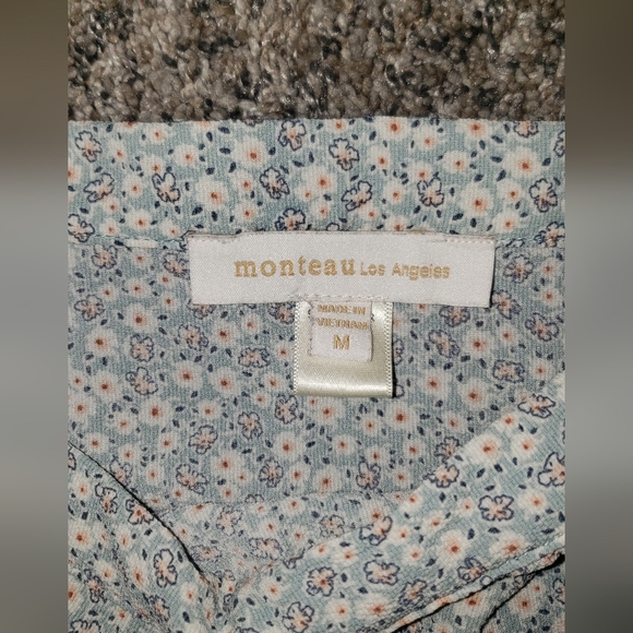 Monteau White and Blue Midi Sundress with Flutter Cap Sleeves - Picture 2 of 6